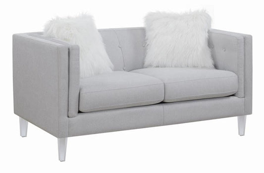 Glacier Tufted Upholstered Loveseat Light Grey