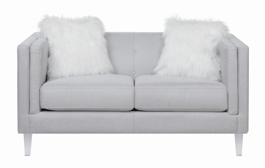 Glacier Tufted Upholstered Loveseat Light Grey