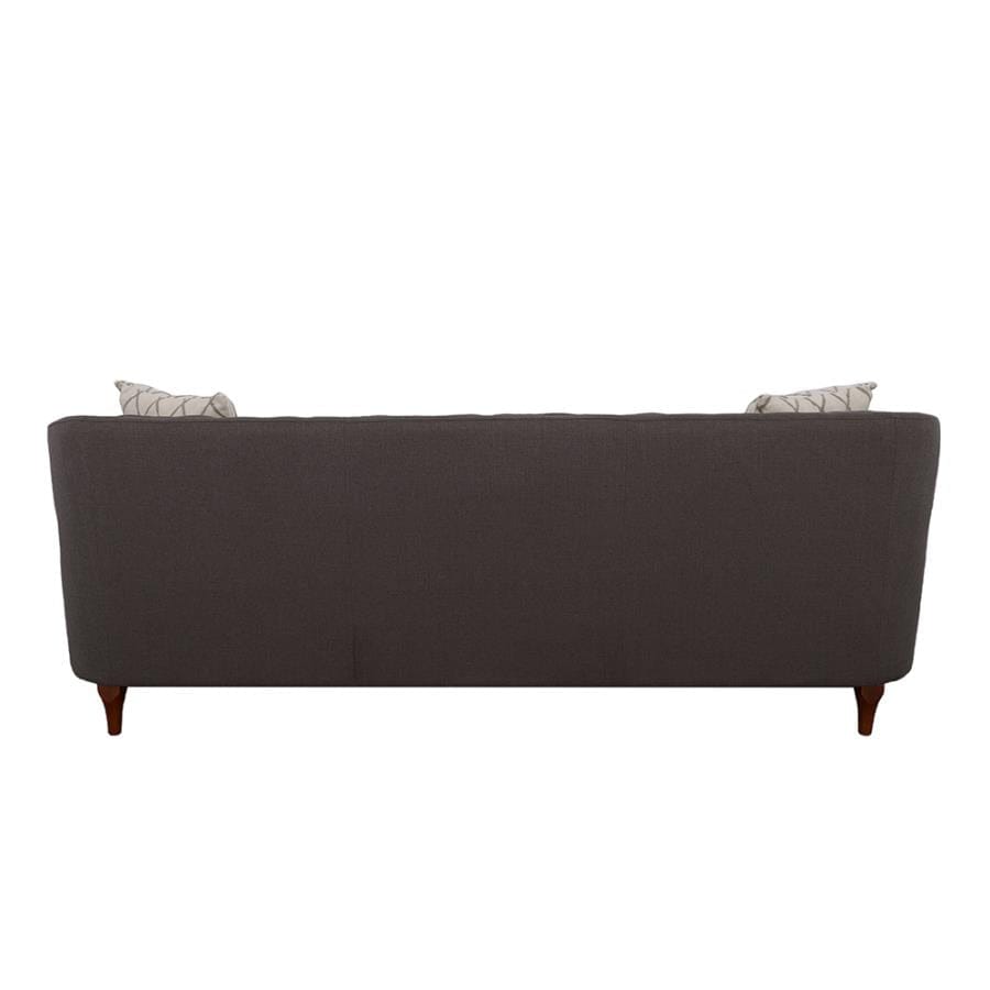 Shelby Recessed Arms and Tufted Tight Back Sofa Grey and Brown