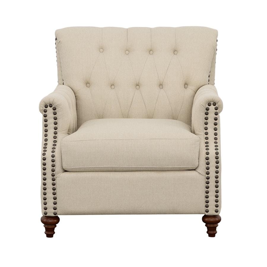 Shelby Chair with Nailhead Trim Beige and Brown