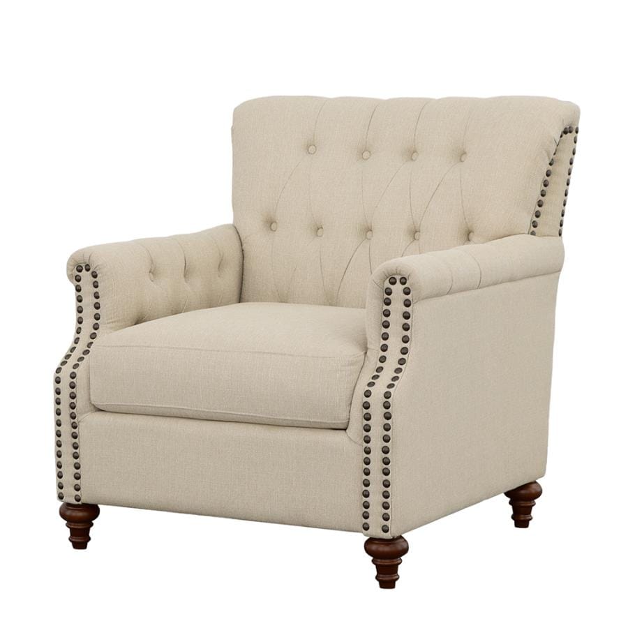 Shelby Chair with Nailhead Trim Beige and Brown