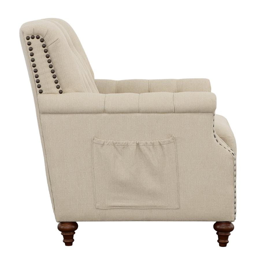 Shelby Chair with Nailhead Trim Beige and Brown