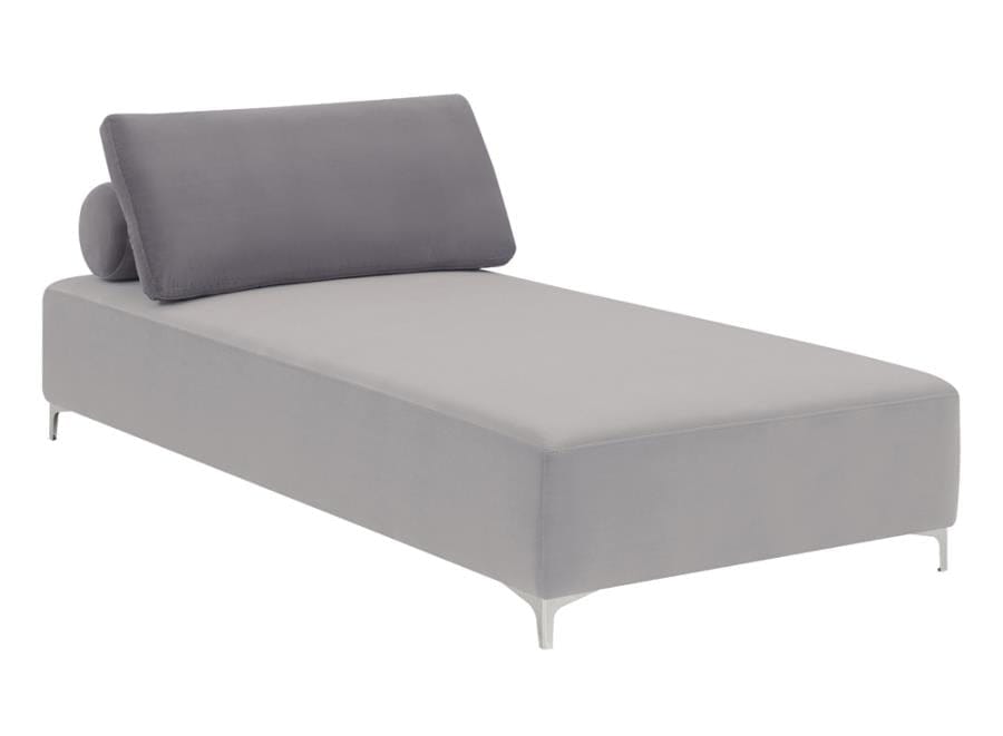 Upholstered Accent Chaise with Removable Pillow Grey