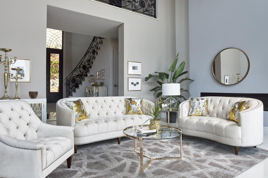 Avonlea Upholstered Sloped Arm Sofa Champagne