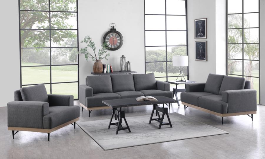 Kester Recessed Track Arm Loveseat Charcoal