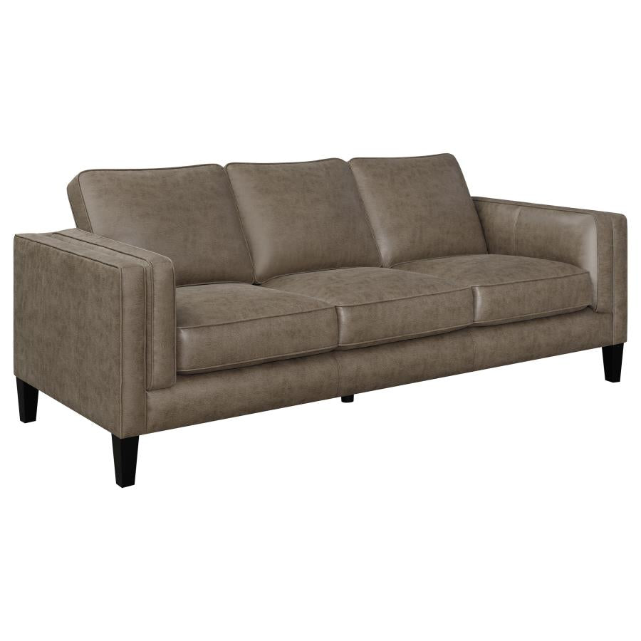 Locke 2-piece Upholstered Track Arms Living Room Set Vintage Brown