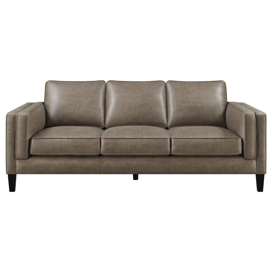 Locke 2-piece Upholstered Track Arms Living Room Set Vintage Brown