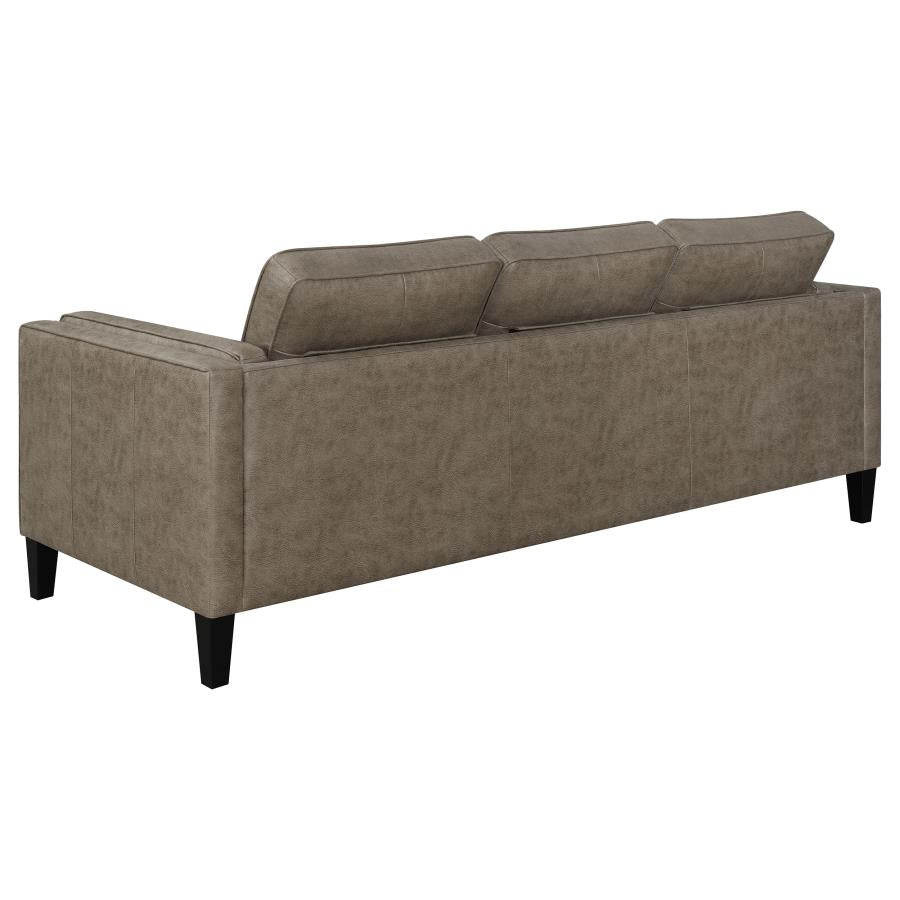 Locke 2-piece Upholstered Track Arms Living Room Set Vintage Brown