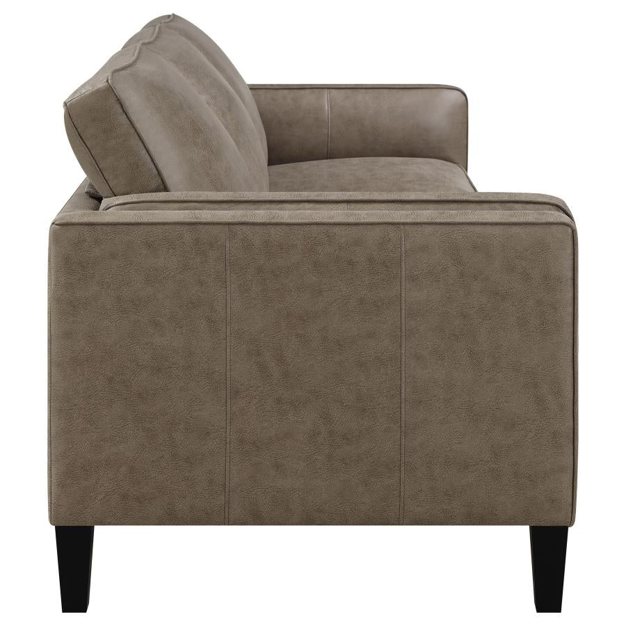 Locke 2-piece Upholstered Track Arms Living Room Set Vintage Brown