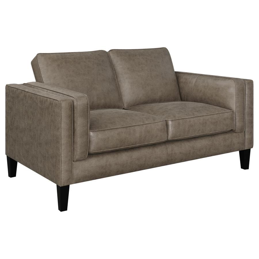 Locke 2-piece Upholstered Track Arms Living Room Set Vintage Brown