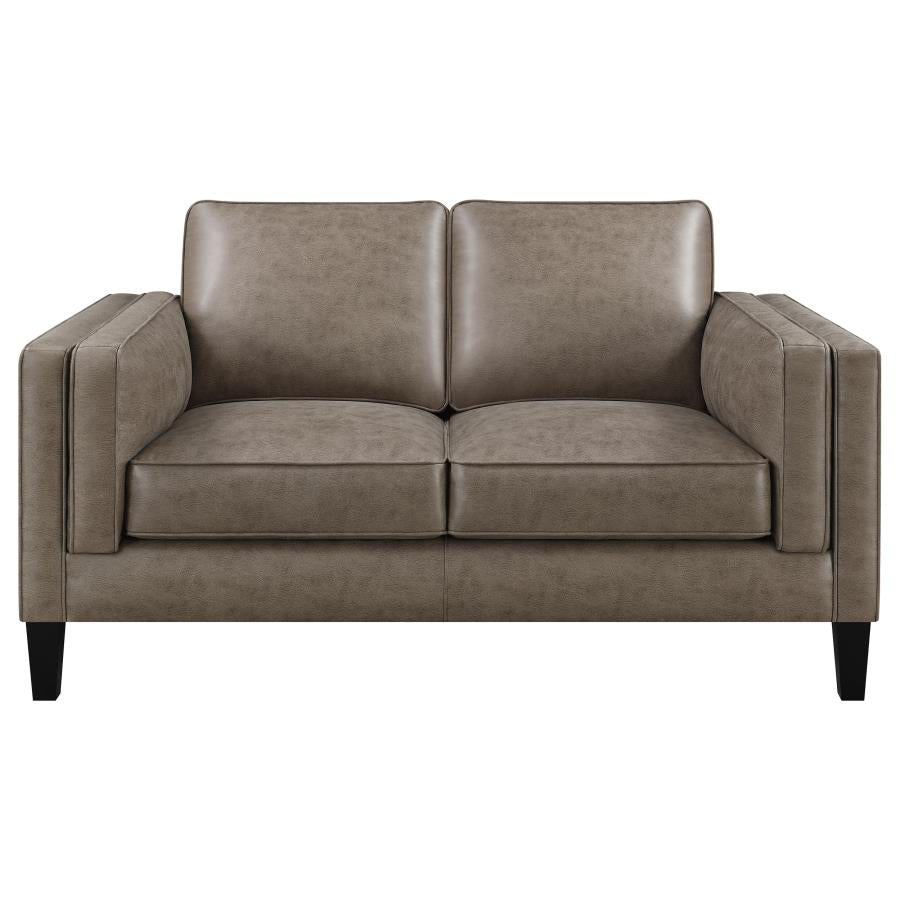 Locke 2-piece Upholstered Track Arms Living Room Set Vintage Brown