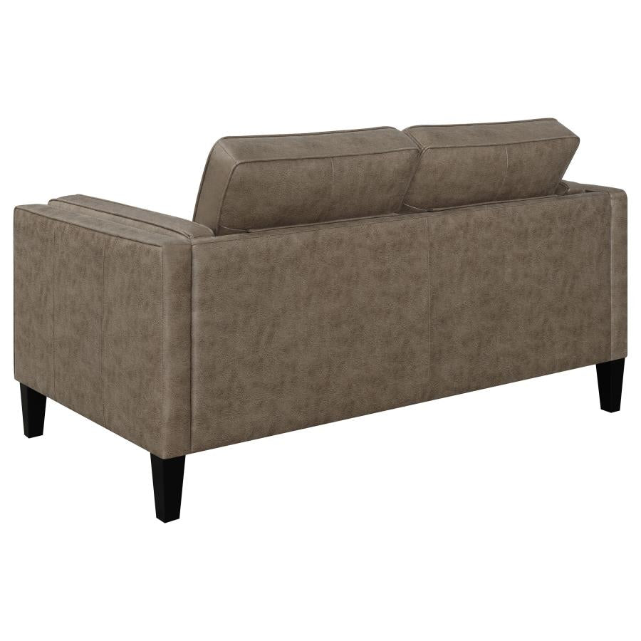 Locke 2-piece Upholstered Track Arms Living Room Set Vintage Brown