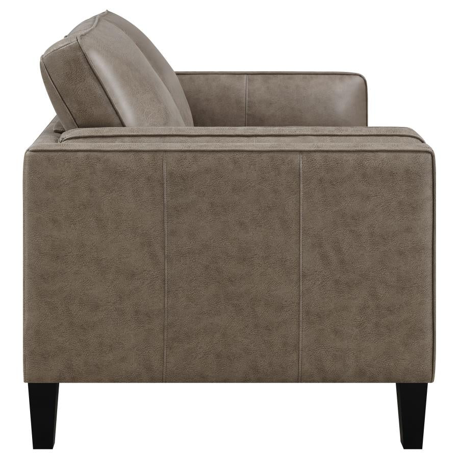 Locke 2-piece Upholstered Track Arms Living Room Set Vintage Brown