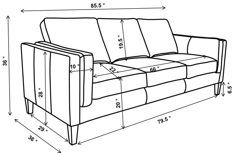 Locke 2-piece Upholstered Track Arms Living Room Set Vintage Brown