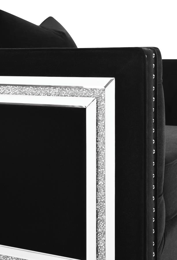 Delilah Upholstered Tufted Tuxedo Arm Loveseat Black