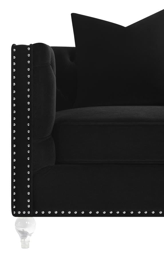 Delilah Upholstered Tufted Tuxedo Arm Chair Black