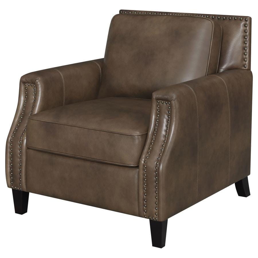 Leaton Upholstered Recessed Arm Chair Brown Sugar