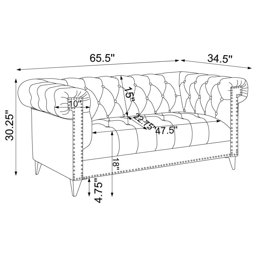 Bleker Tufted Tuxedo Arm Loveseat Blue