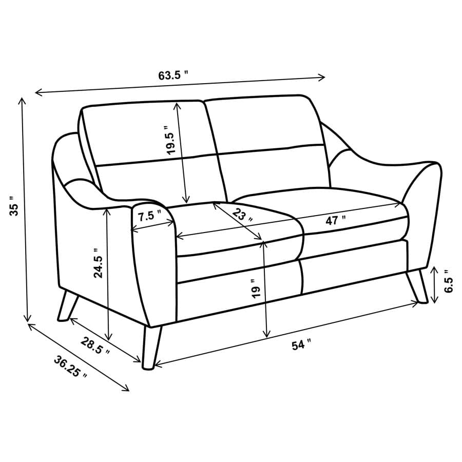 Gano Sloped Arm Upholstered Loveseat Navy Blue