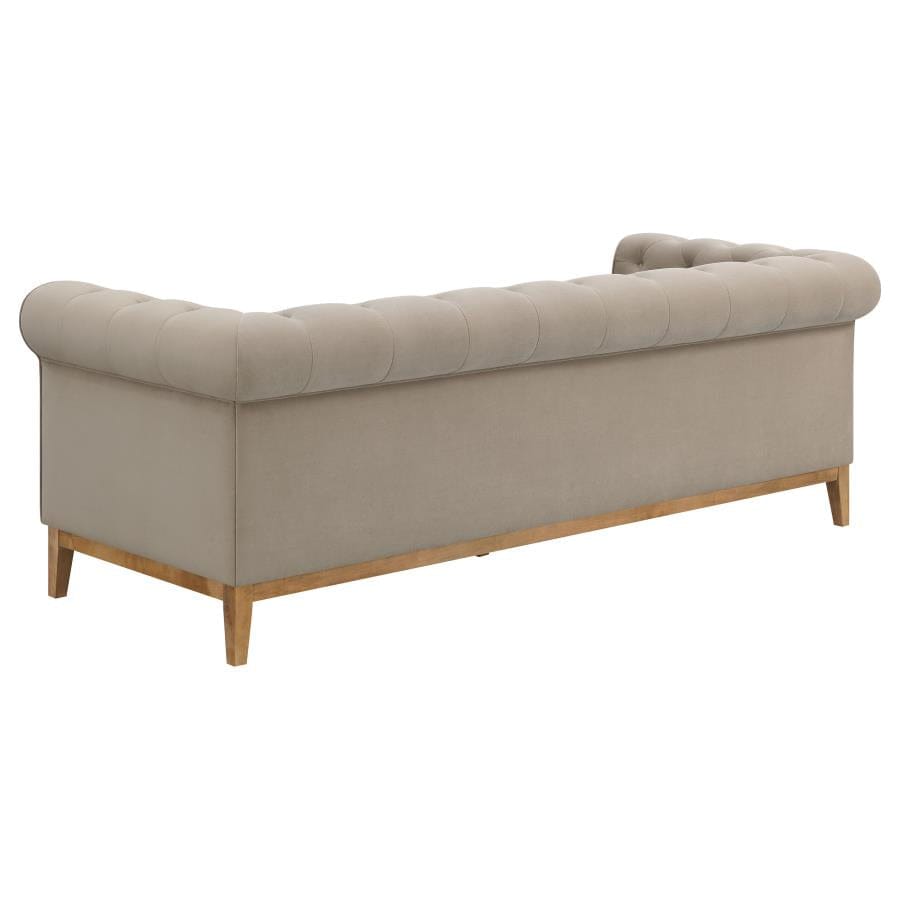 Sandrine 2-piece Button Tufted Tuxedo Arms Living Room Set Camel