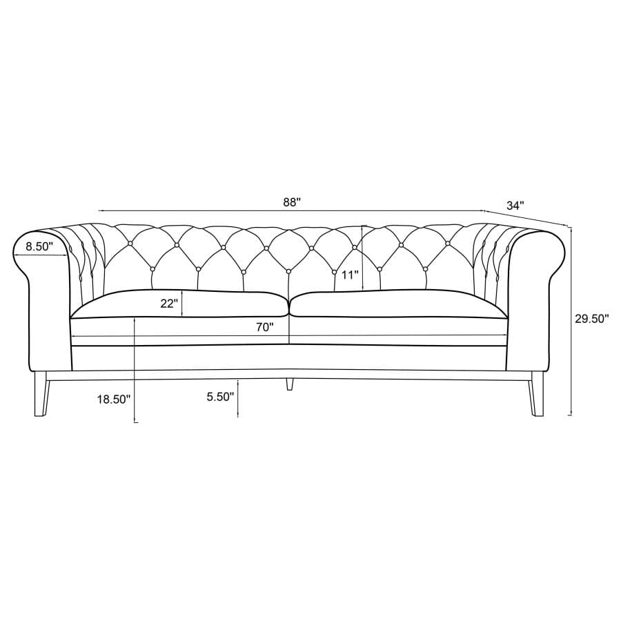 Sandrine Button Tufted Tuxedo Arms Sofa Camel