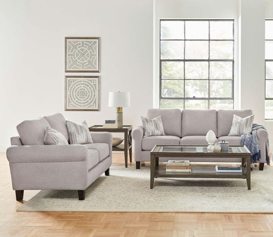 Nadine Upholstered Round Arm Living Room Set Oatmeal