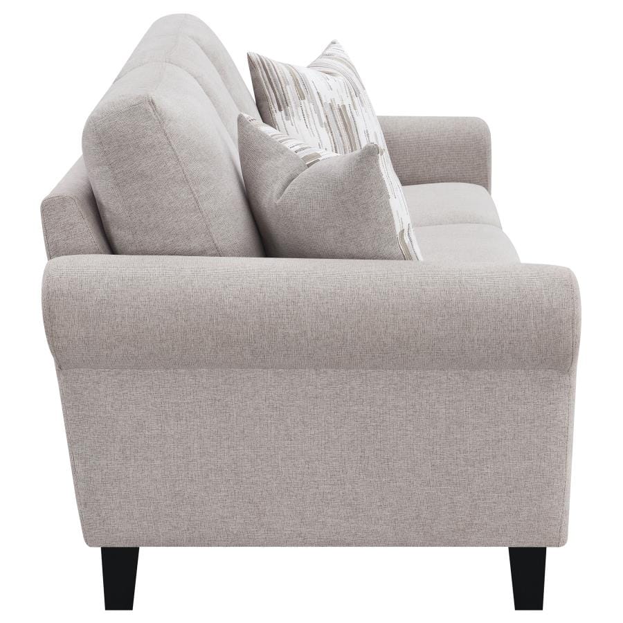 Nadine Upholstered Round Arm Living Room Set Oatmeal