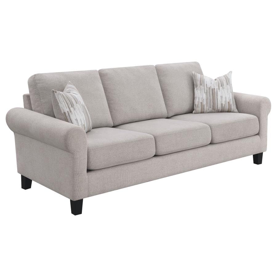 Nadine Upholstered Round Arm Living Room Set Oatmeal