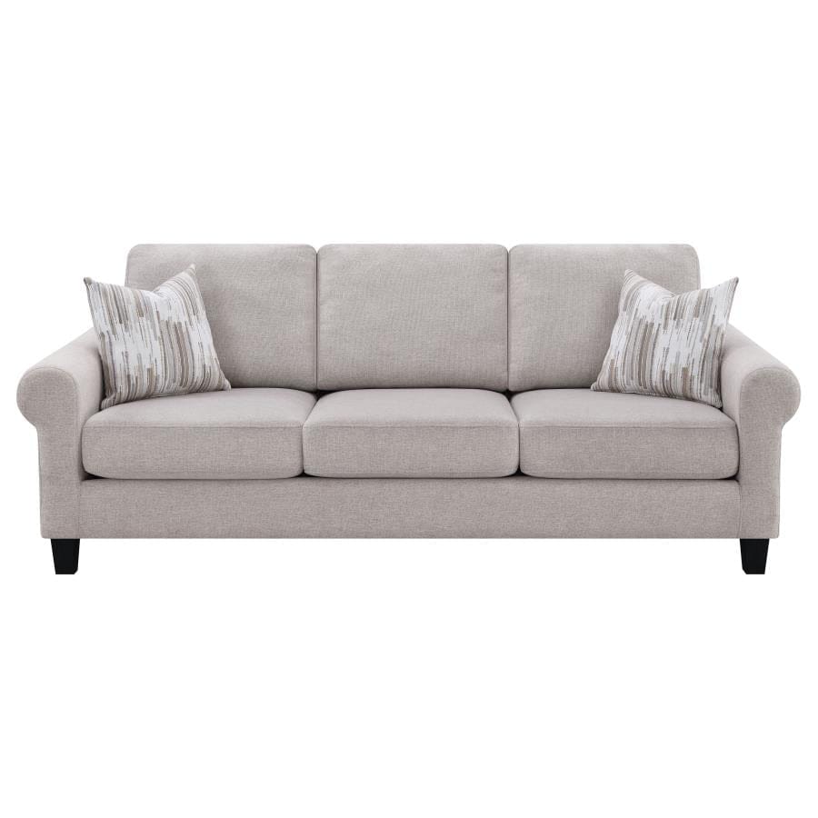 Nadine Upholstered Round Arm Living Room Set Oatmeal