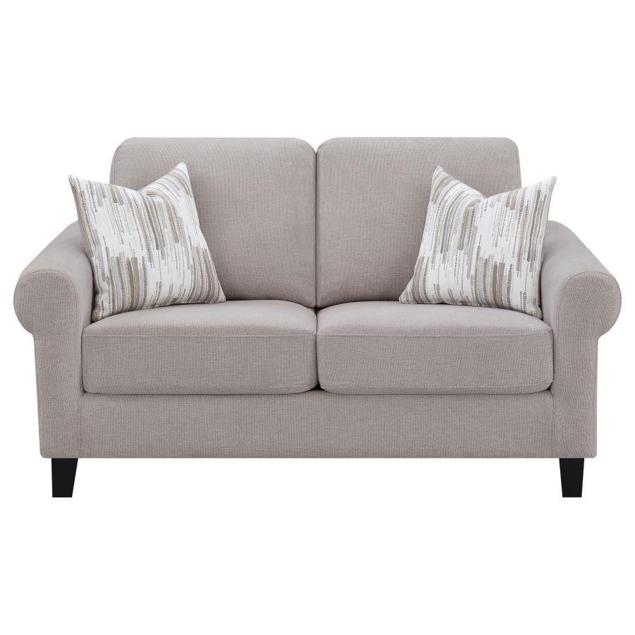 Nadine Upholstered Round Arm Living Room Set Oatmeal