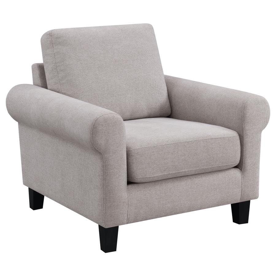 Nadine Upholstered Round Arm Living Room Set Oatmeal