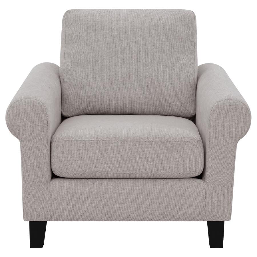 Nadine Upholstered Round Arm Living Room Set Oatmeal