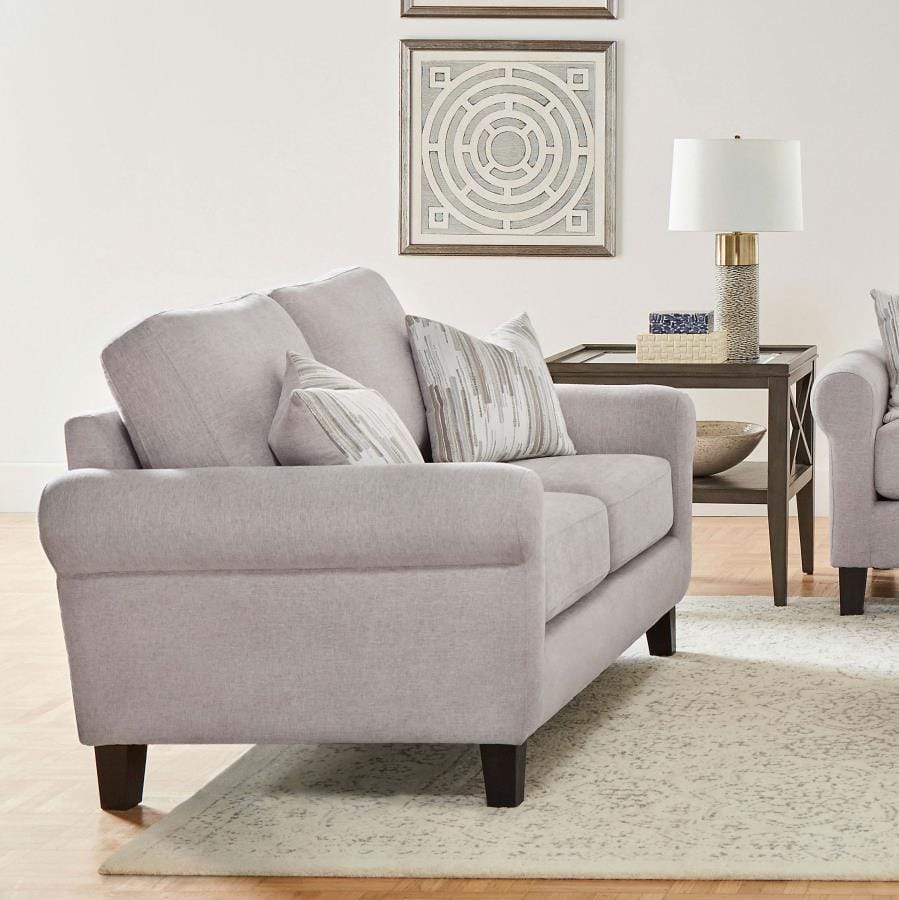 Nadine Upholstered Round Arm Loveseat Oatmeal