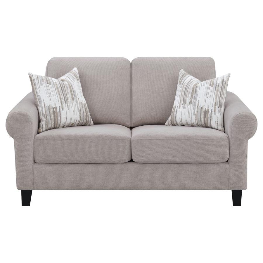 Nadine Upholstered Round Arm Loveseat Oatmeal