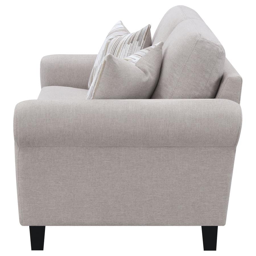 Nadine Upholstered Round Arm Loveseat Oatmeal