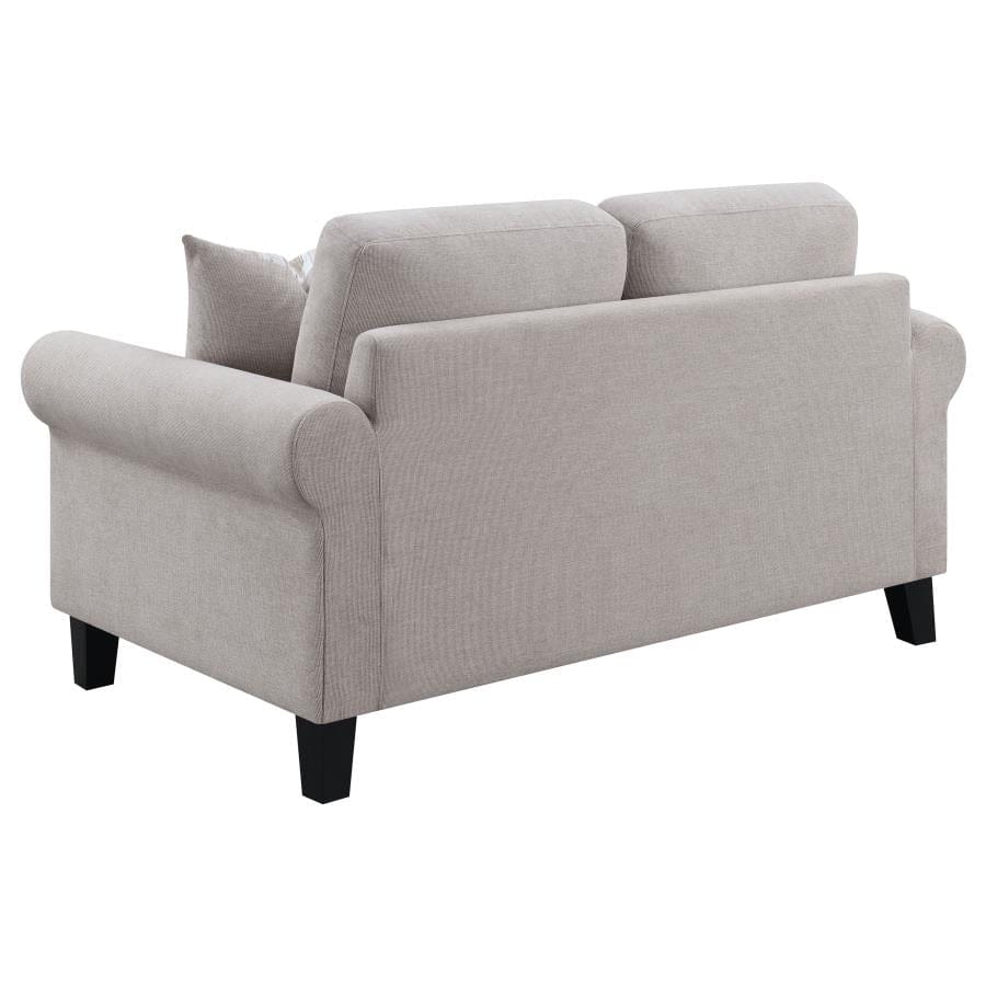 Nadine Upholstered Round Arm Loveseat Oatmeal