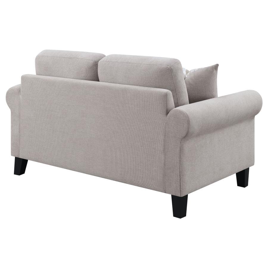 Nadine Upholstered Round Arm Loveseat Oatmeal