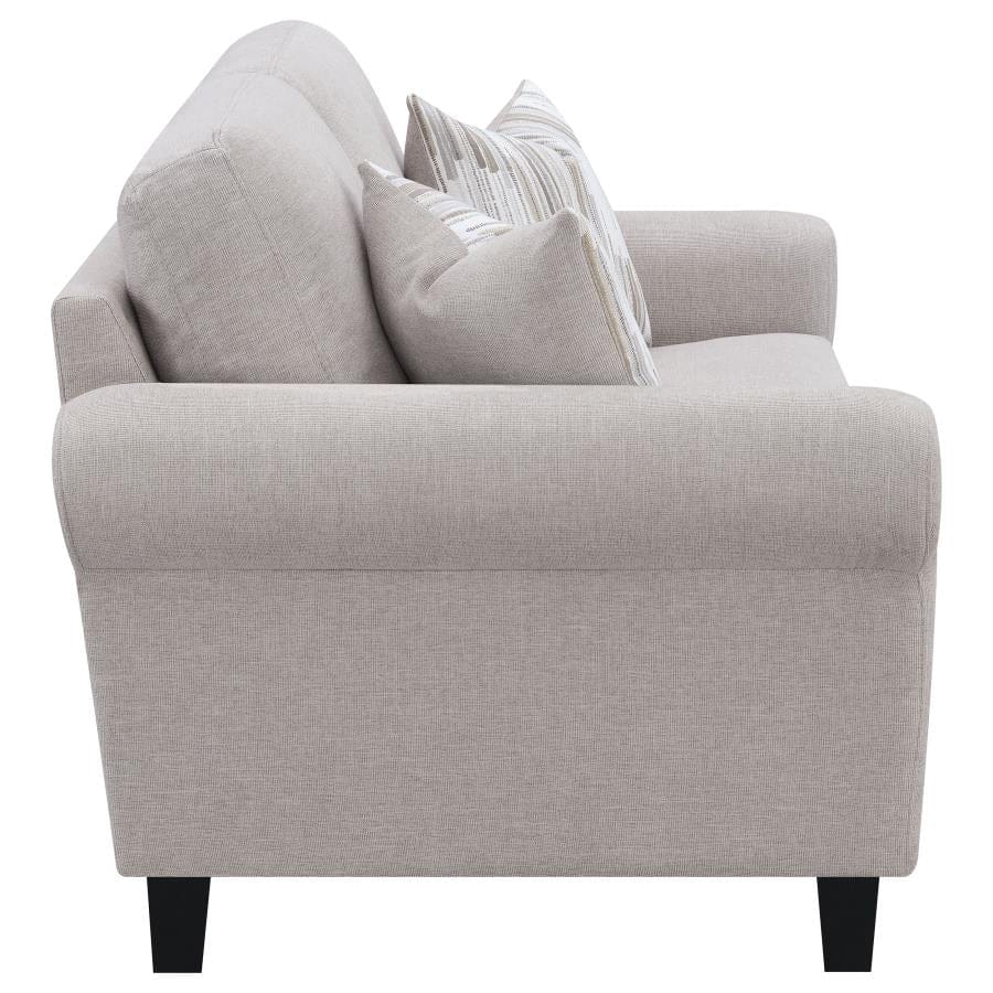 Nadine Upholstered Round Arm Loveseat Oatmeal