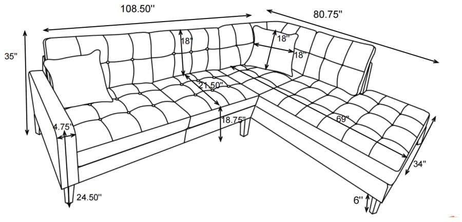 Barton Upholstered Tufted Sectional Toast and Brown