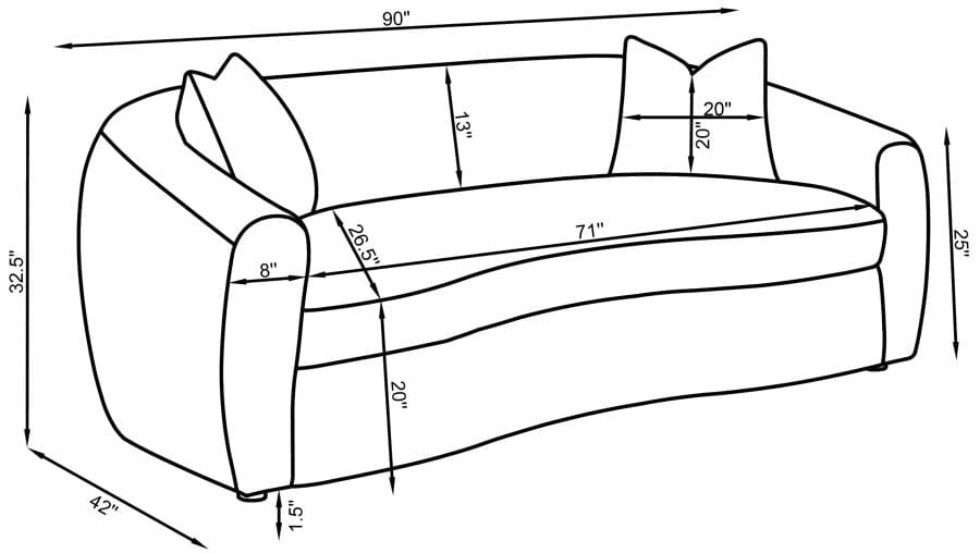Isabella 3-piece Upholstered Tight Back Living Room Set White
