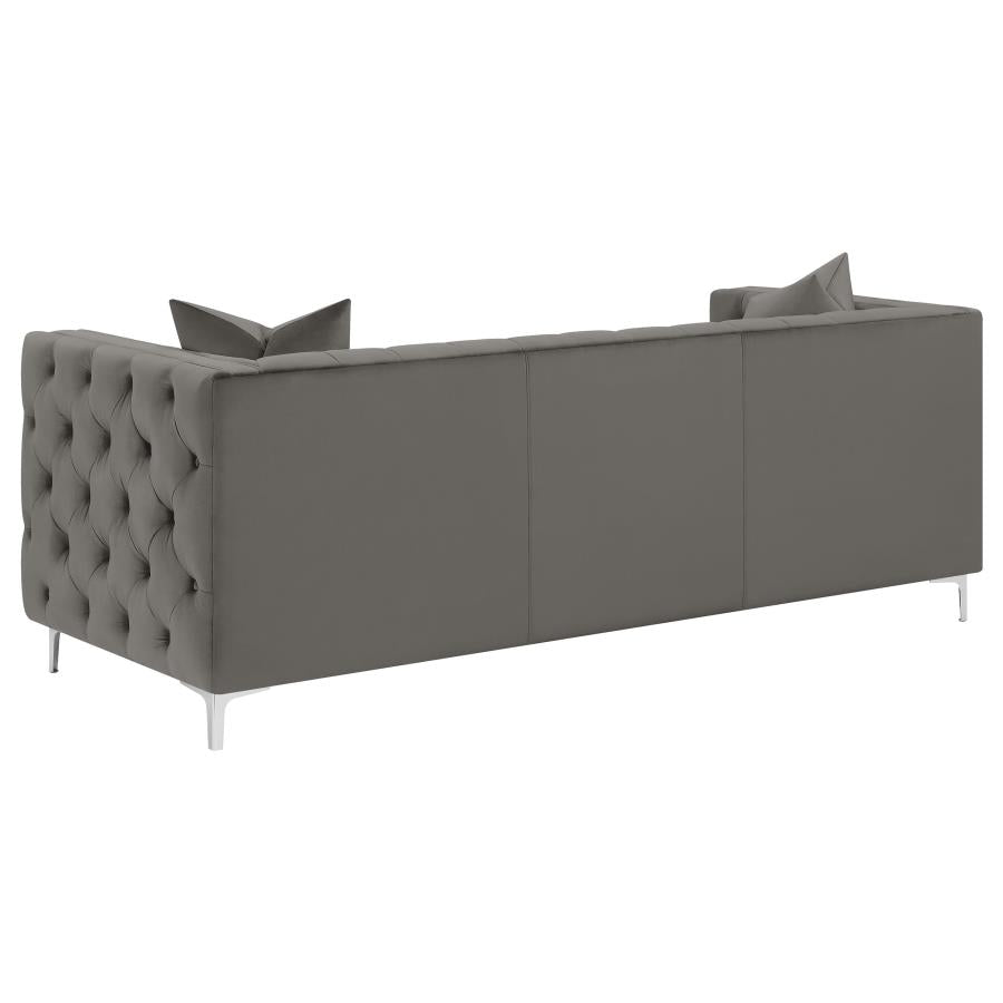 Phoebe 3-piece Tufted Tuxedo Arms Living Room Set Urban Bronze