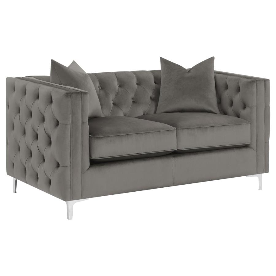 Phoebe Tufted Tuxedo Arms Loveseat Urban Bronze