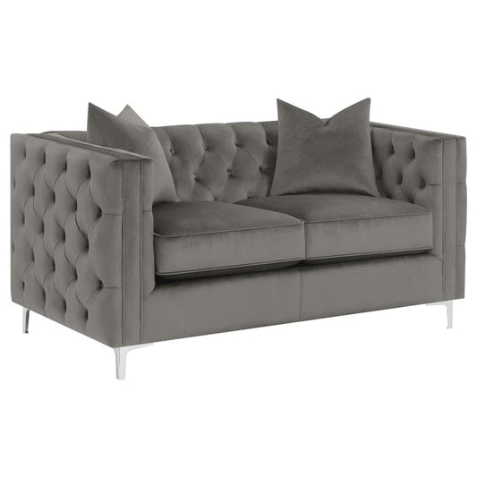 Phoebe Tufted Tuxedo Arms Loveseat Urban Bronze