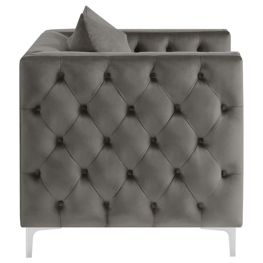 Phoebe Tufted Tuxedo Arms Chair Urban Bronze