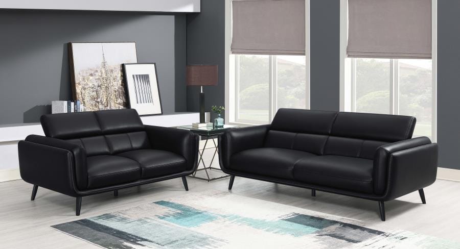Shania 2-piece Track Arms Living Room Set Black