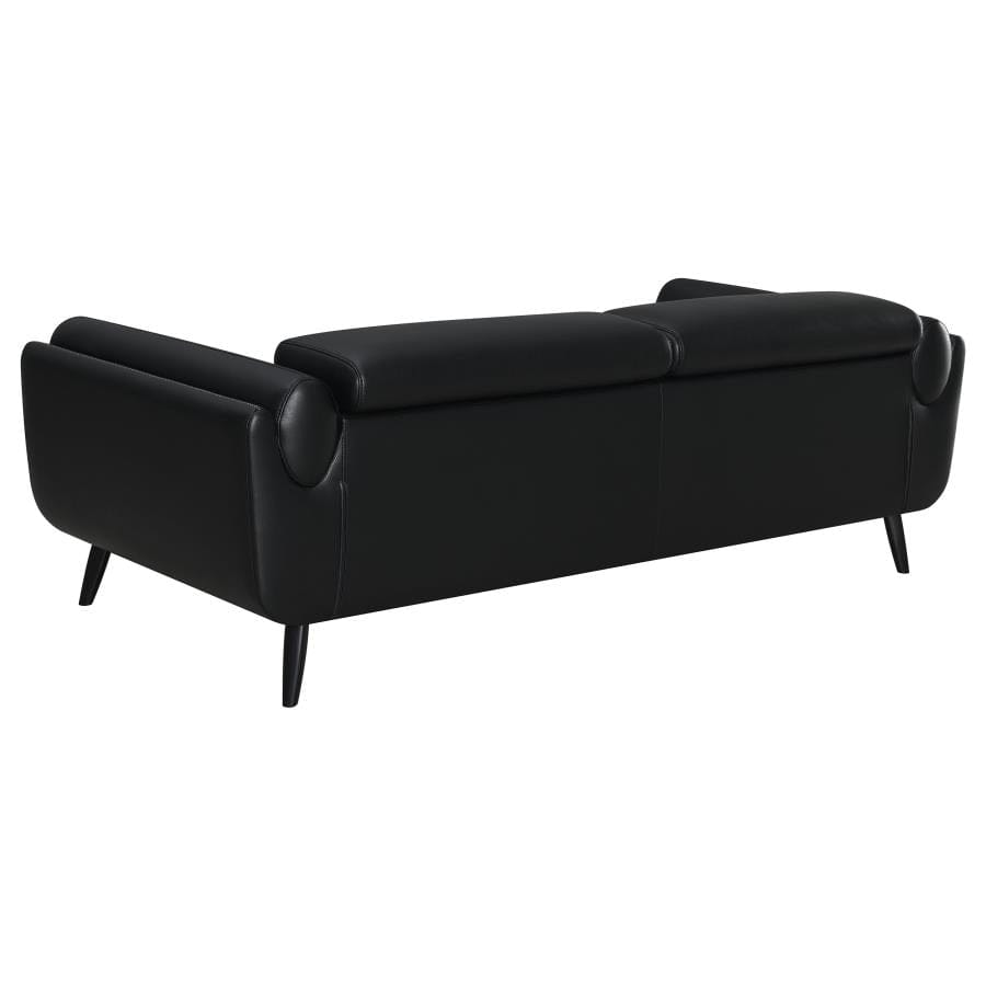 Shania Track Arms Sofa with Tapered Legs Black