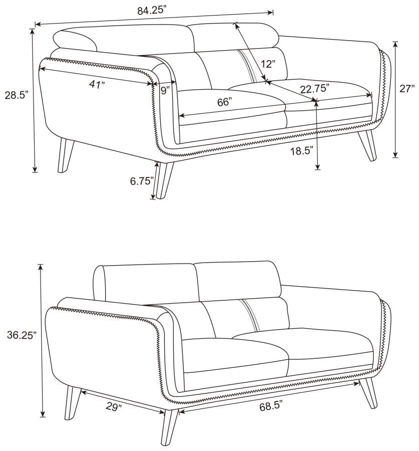 Shania Track Arms Sofa with Tapered Legs Black