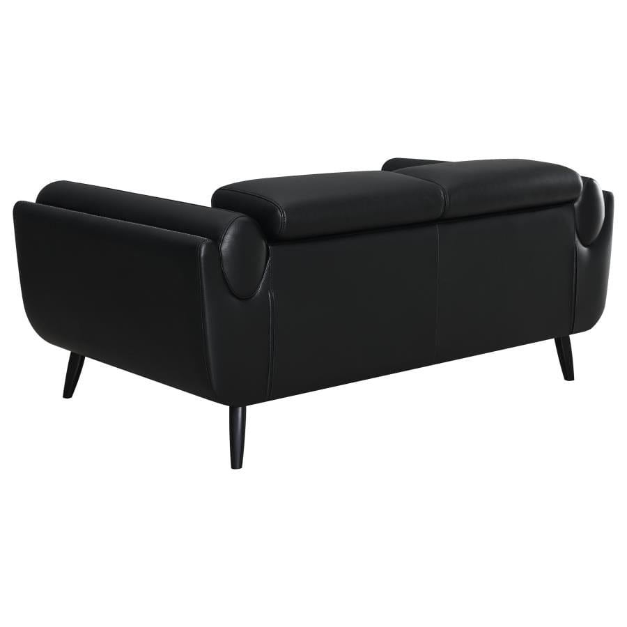 Shania Track Arms Loveseat with Tapered Legs Black