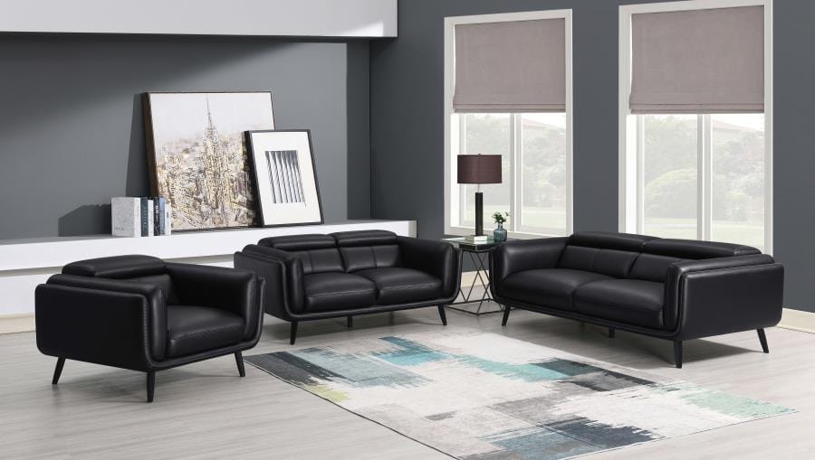 Shania Track Arms Loveseat with Tapered Legs Black