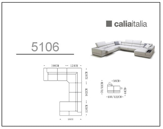 Divani Casa Pella - Modern White Italian Leather U Shaped Sectional Sofa